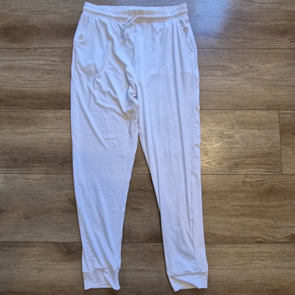 [LIKE NEW] White Drawstring Jogger Pants Womens XL